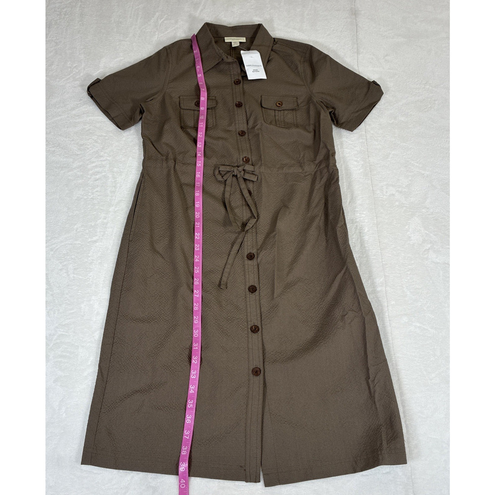 NWT Appleseed’s Brown Button Front Shirt Dress Drawstring Waist Size 6P Charity - Picture 2 of 13